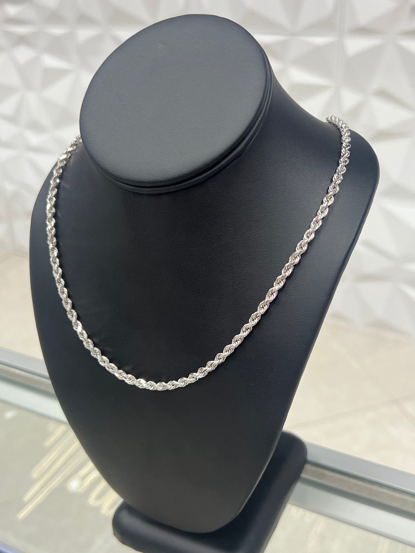 Solid 14k White Gold Rope
