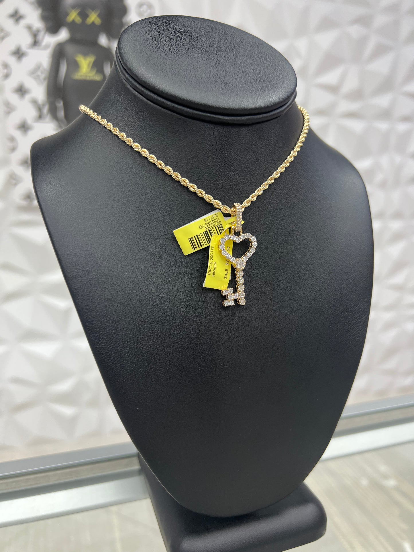 Natural Diamond Heart & Key