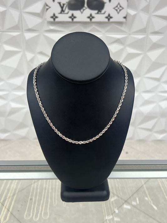 Solid 14k White Gold Rope
