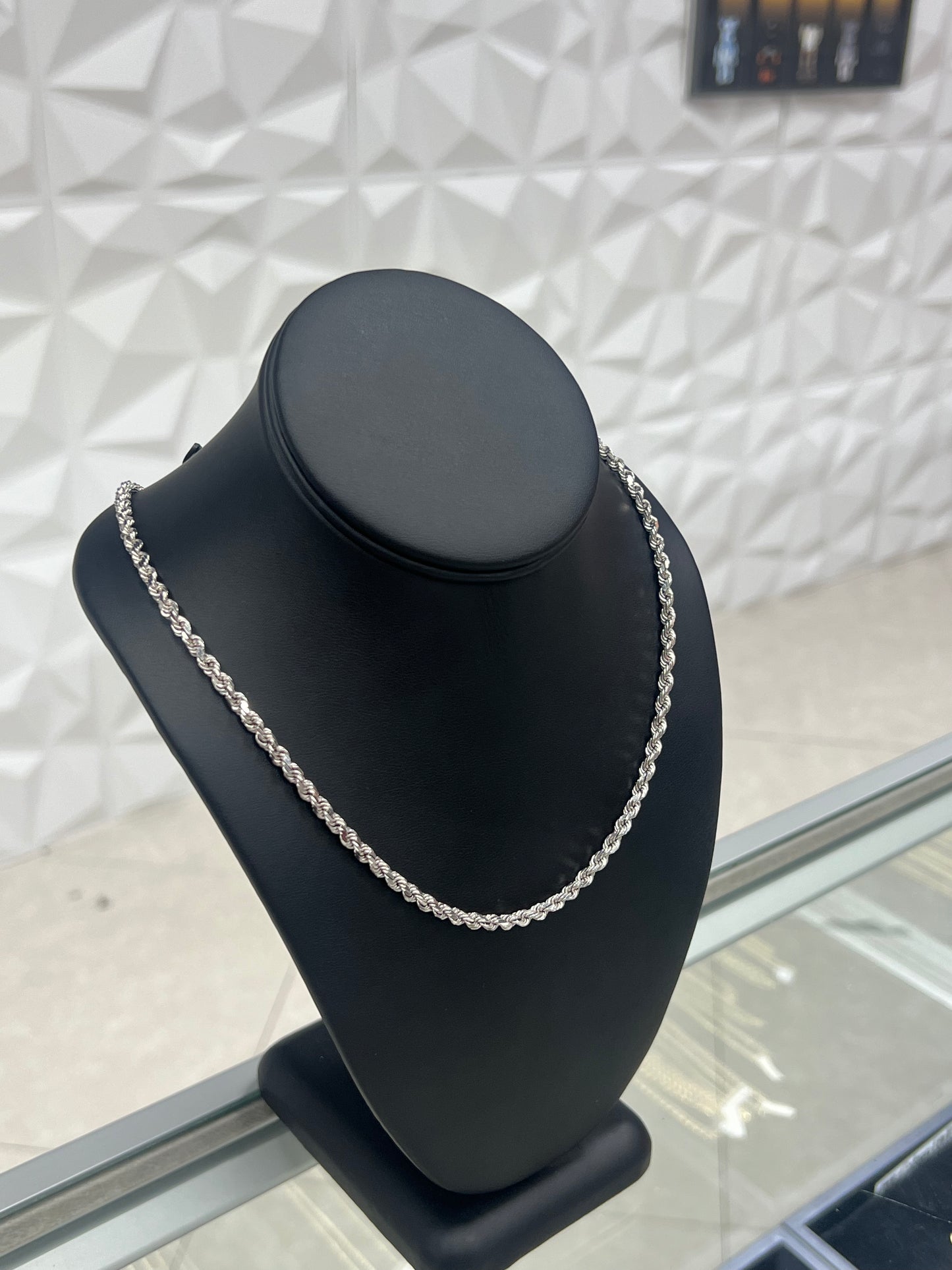 Solid 14k White Gold Rope