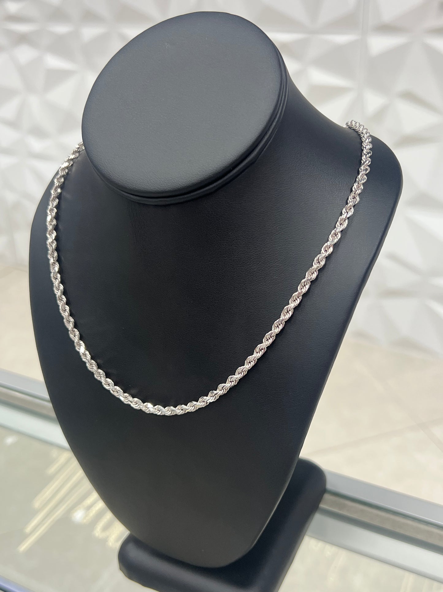 Solid 14k White Gold Rope